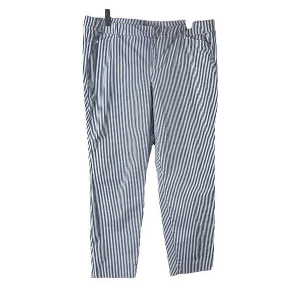 Old Navy Pixie Pants Chino Ankle Mid Rise Blue White Stripe Women’s Plus Size 16 - Picture 6 of 6